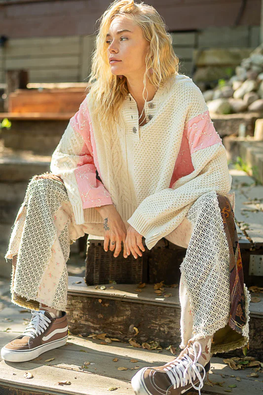 Pink Blossom Quilted Kit Sweater - Image 7