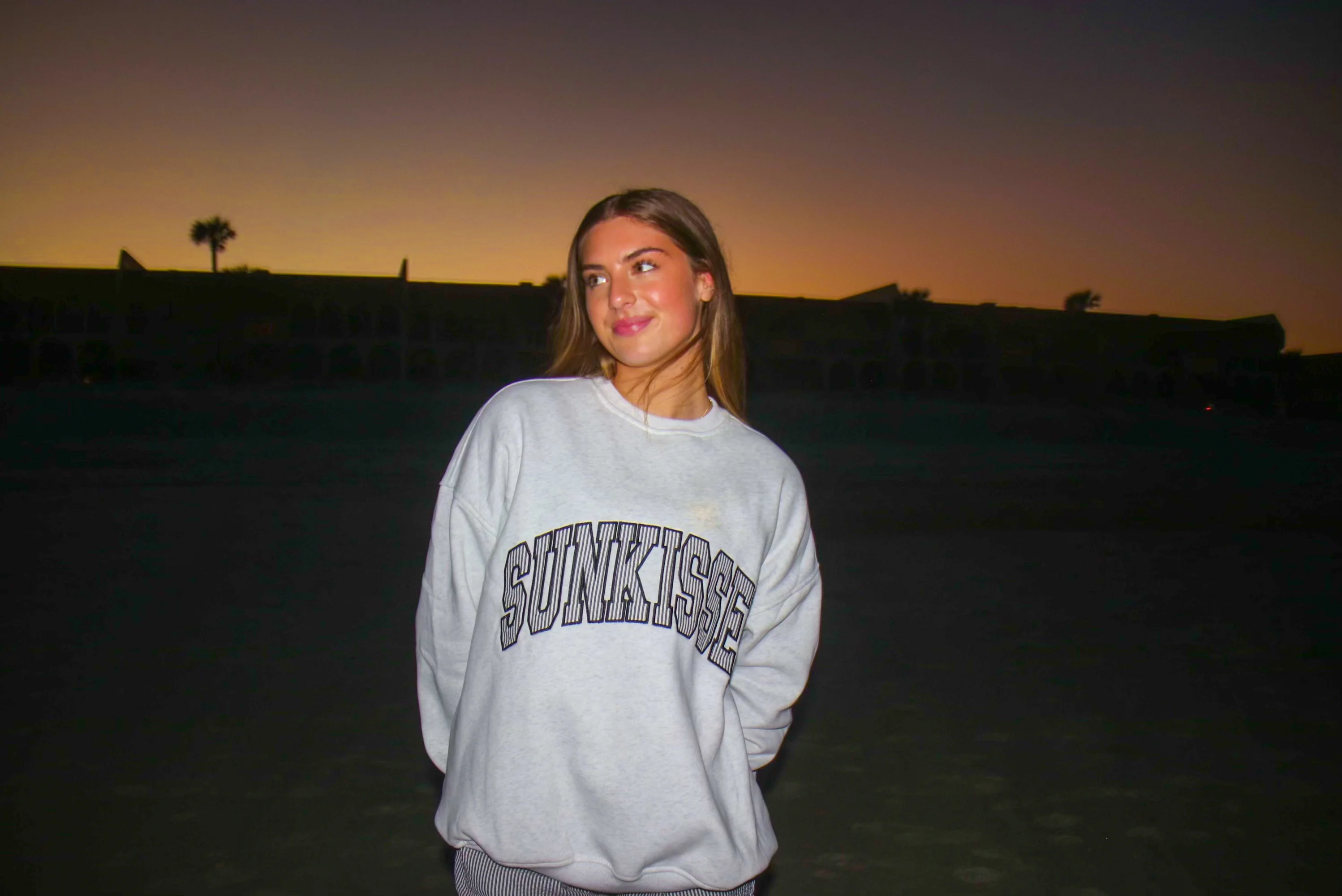 Pearl Grey Seersucker Striped Sunkissed Sweatshirt - Image 10