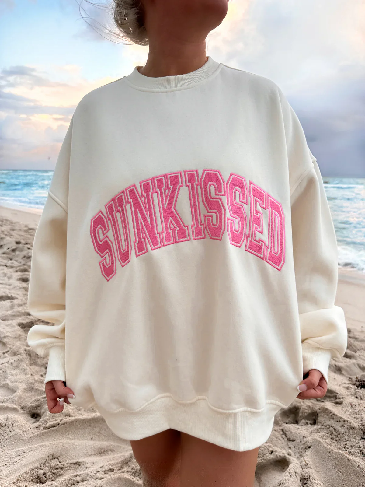 Sunkissed Collegiate Embroider Oversized Crewneck Sweatshirt - Image 7