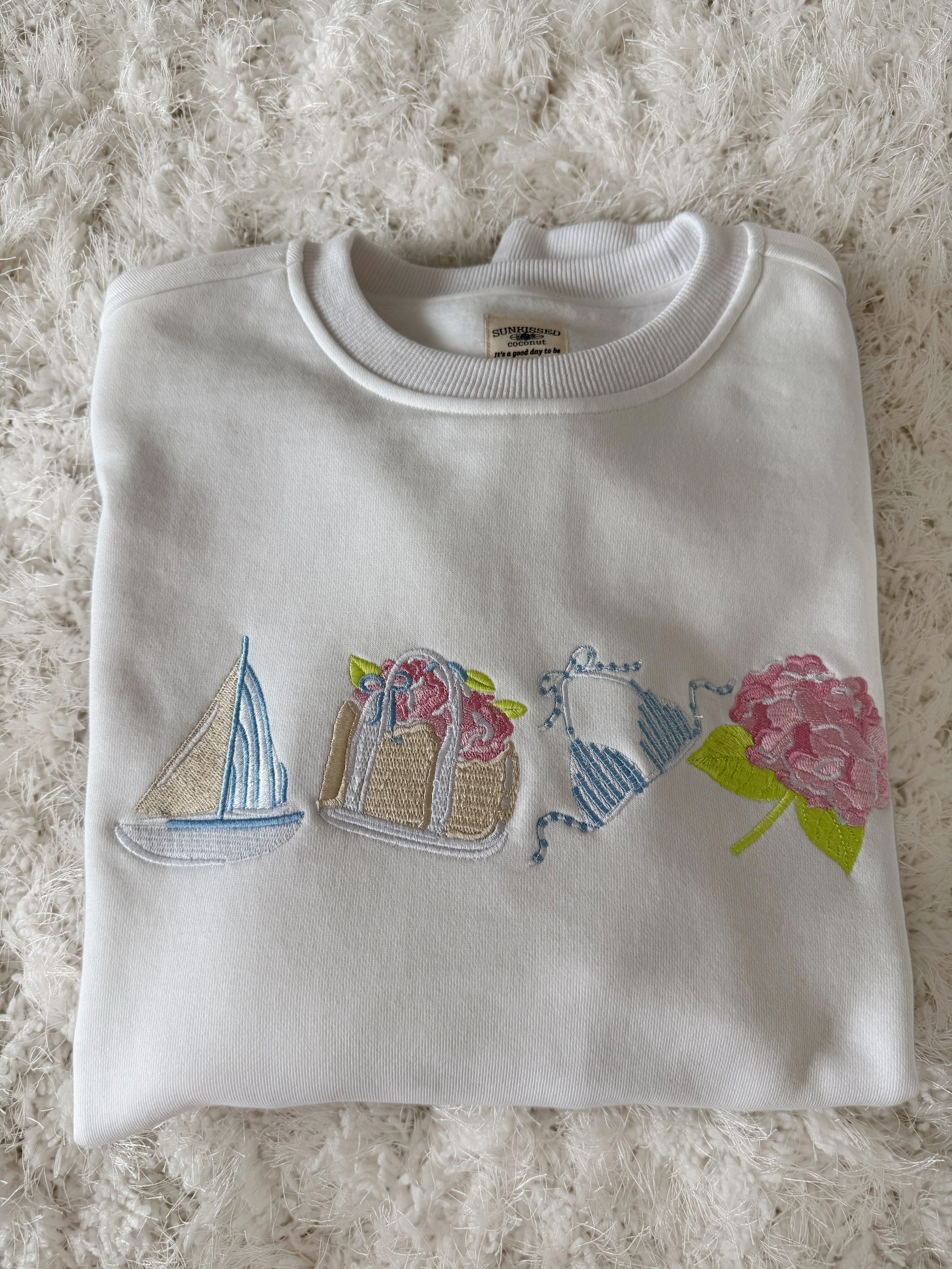 White Old Harbor Garden Embroider Sweatshirt - Image 3